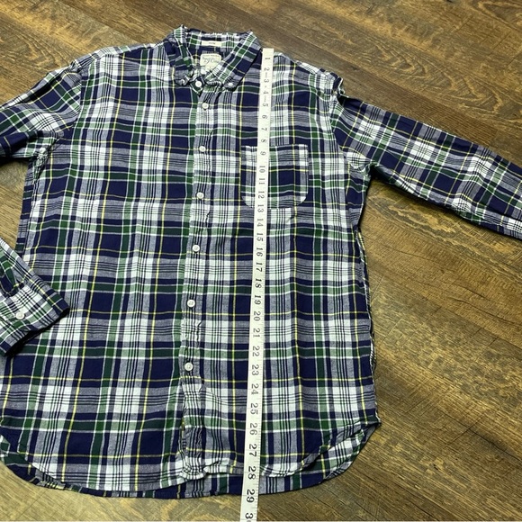 J. Crew Indian Madras Plaid Shirt Mens Large Multicolor Blue Slim Fit Button Up - Picture 5 of 11